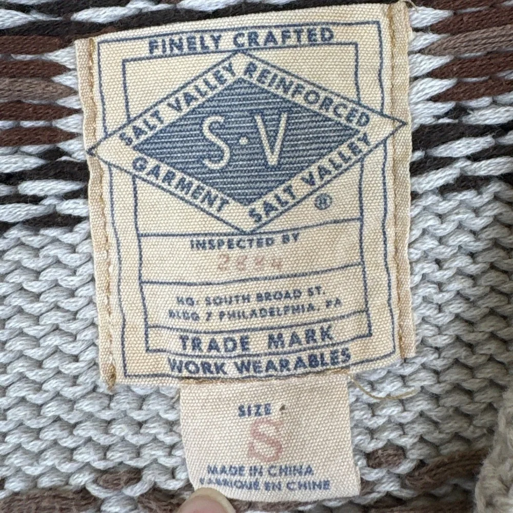 Salt Valley Fair Isle Shawl Collar Cardigan Women's S Cotton Brown - Picture 4 of 9